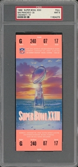 1989 Super Bowl XXIII Full Ticket - PSA MINT 9